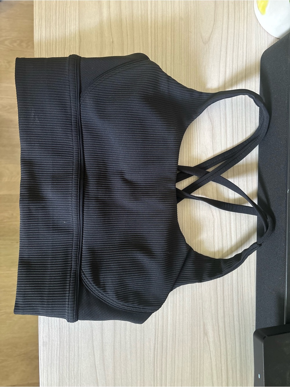 lululemon athletica Black Ribbed Strappy Sports Bra